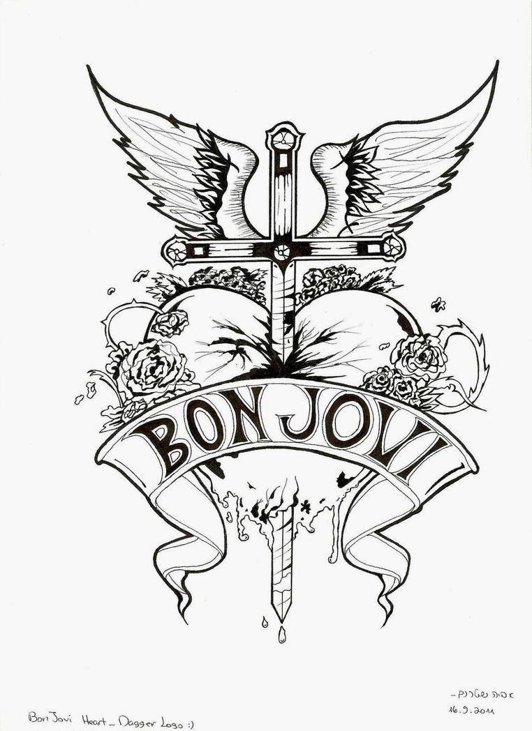Bon Jovi Logo - Bon Jovi Heart and Dagger Logo - Black and White by aviyas6 | Random ...