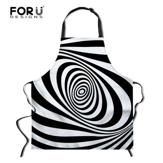 Cooking Black and White Logo - FORUDESIGNS Black White Cooking Kitchen Apron For Woman Flower Shop