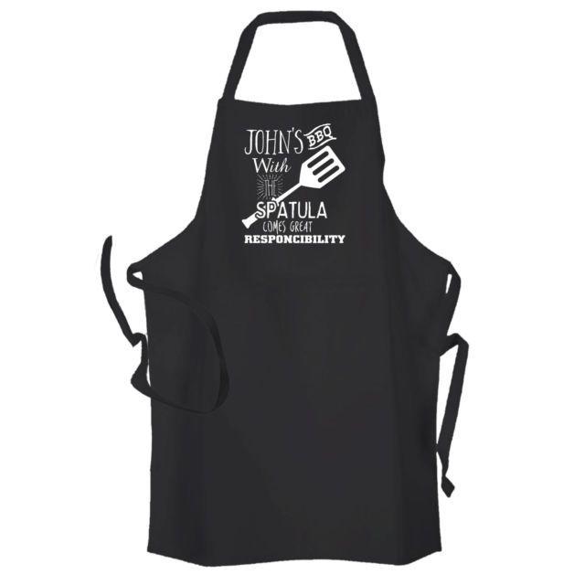 Cooking Black and White Logo - Personalised Black Mens Kitchen Cooking Chef Apron