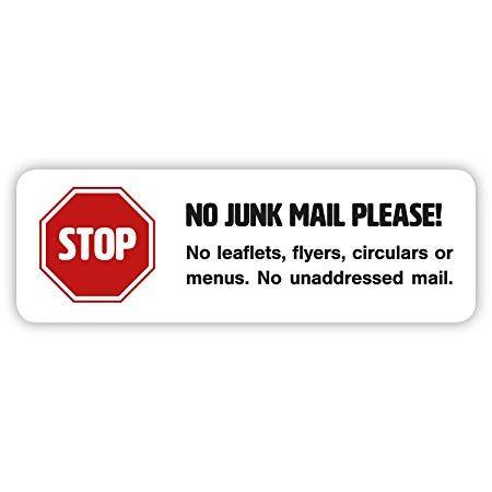 Small Mail Logo - X No Junk Mail Sticker Adhesive In White For Letterbox