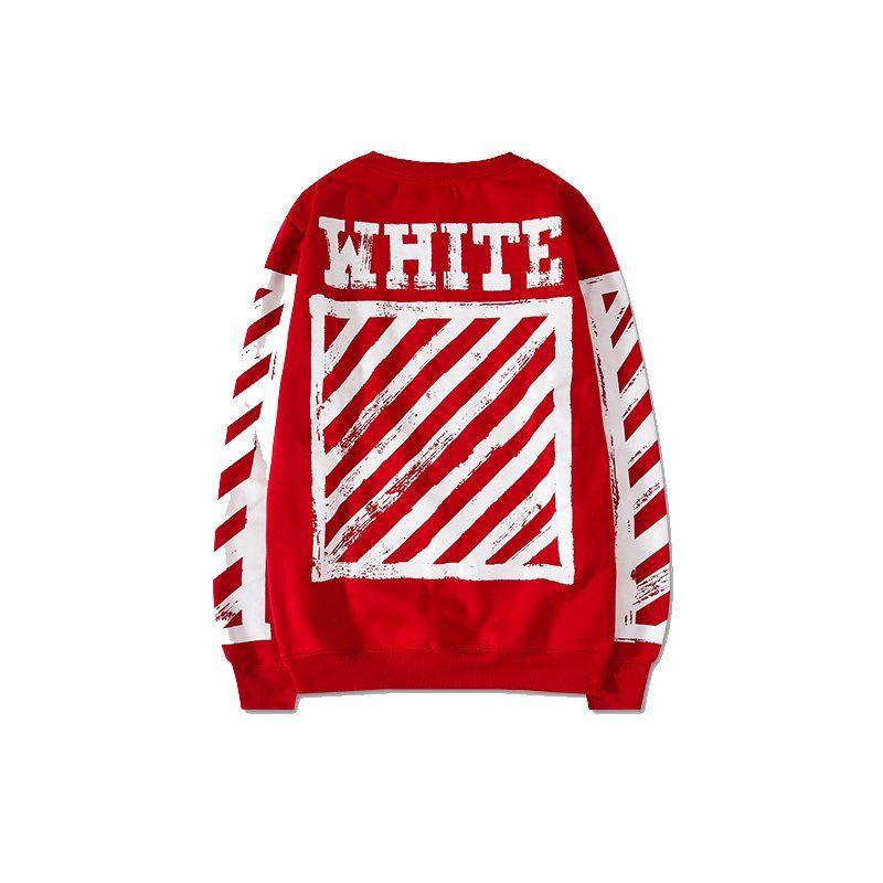 Red and White Clothing Logo - OFF WHITE Hip Hop Red Long Sleeve Shirt Sweatshirt