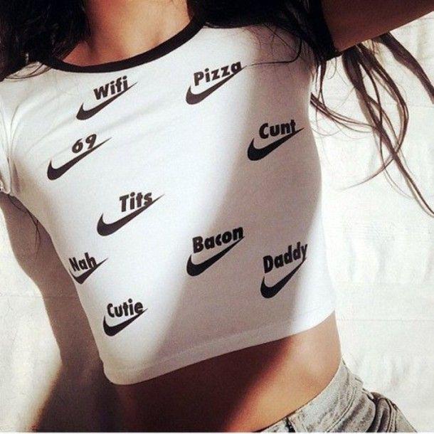 Cute Nike Logo - top, crop tops, white crop tops, cropped, crop, cropped t-shirt ...