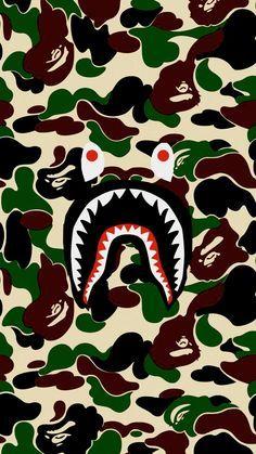 Supreme BAPE Shark Logo - BAPE Camo + Shark Face Logo | some pictures i like | Iphone ...