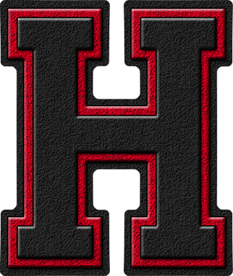 Black and Red H Logo - Presentation Alphabets: Black & Cardinal Red Varsity Letter H