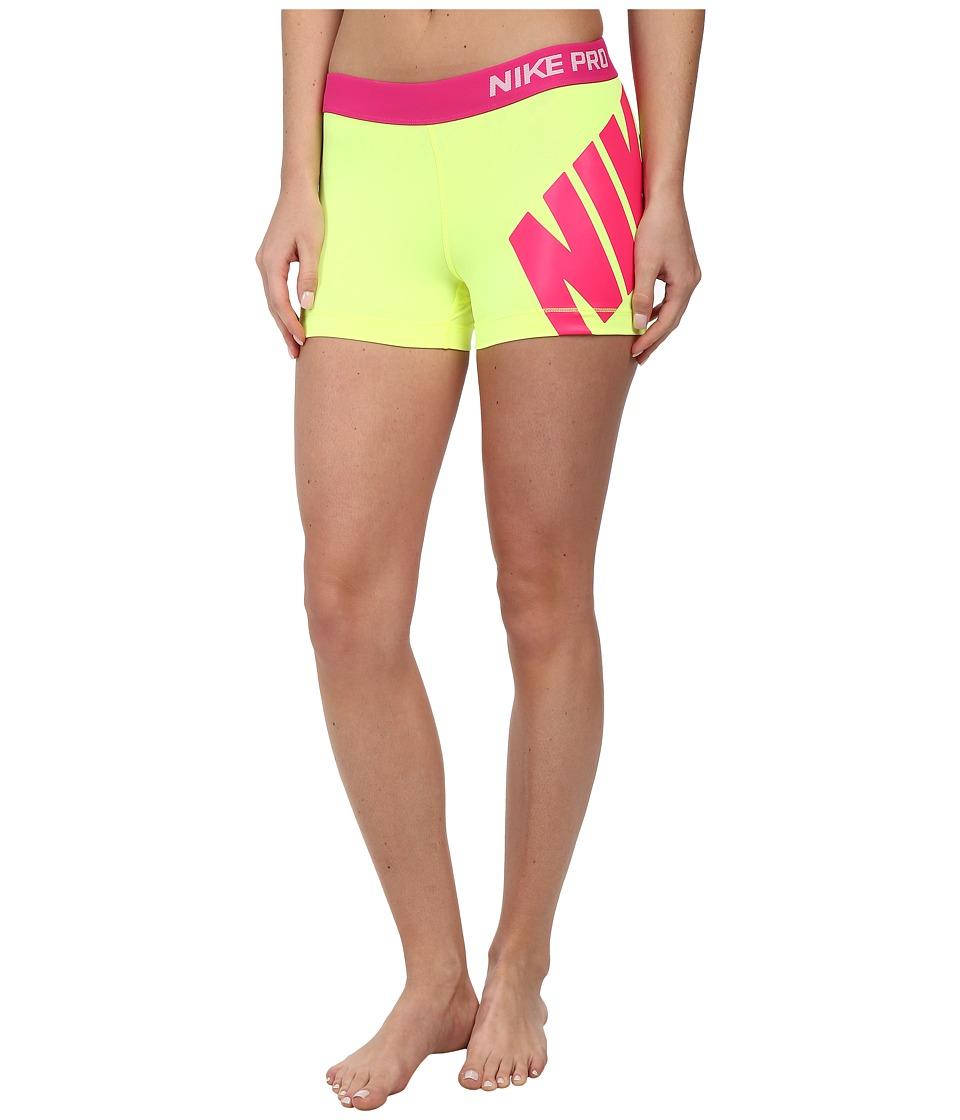 Sexy Nike Logo - Nike - Pro 3 Logo Short (volt/hot Pink) Womens Shorts - Nike ...