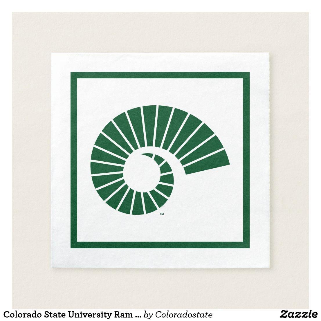 Green Horn Ram Logo - Colorado State University Ram Horn Green Napkin | Colorado State ...