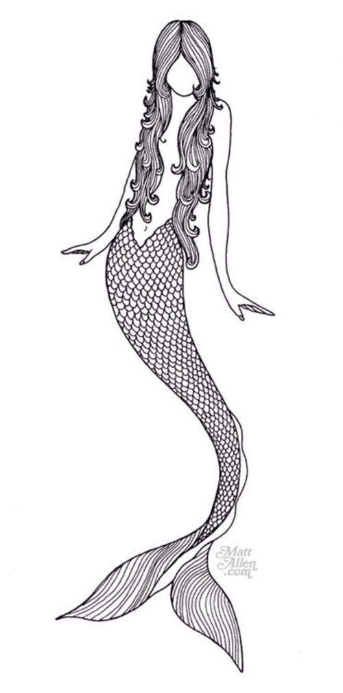 Black and Wight Mermaid Logo - Mermaid black & white drawing art | Art Drawings | Mermaid art ...