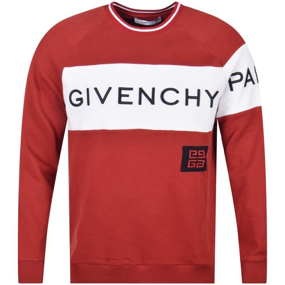 Red Block with White a Logo - GIVENCHY Dark Red / White Block Logo Sweatshirt - Men from ...