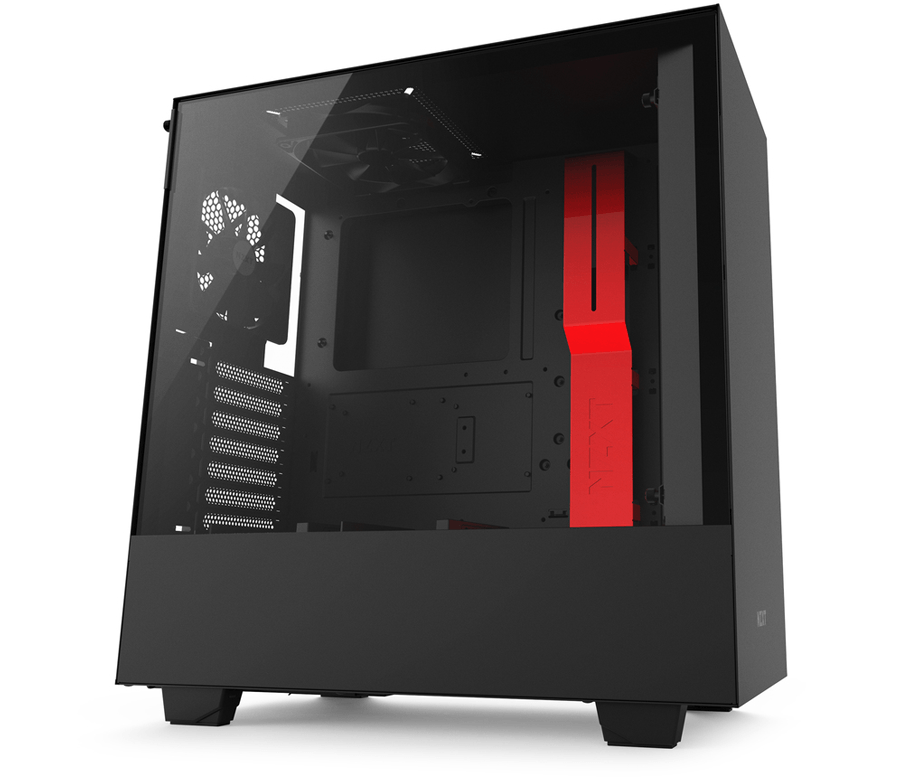 Red and Black H Logo - NZXT Red H500i Smart Tempered Glass Window Midi PC Gaming Case ...