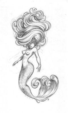 Black and Wight Mermaid Logo - Best Mermaid Tattoos For Women In Black And White image