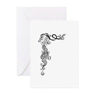 Black and Wight Mermaid Logo - Mermaid Greeting Cards