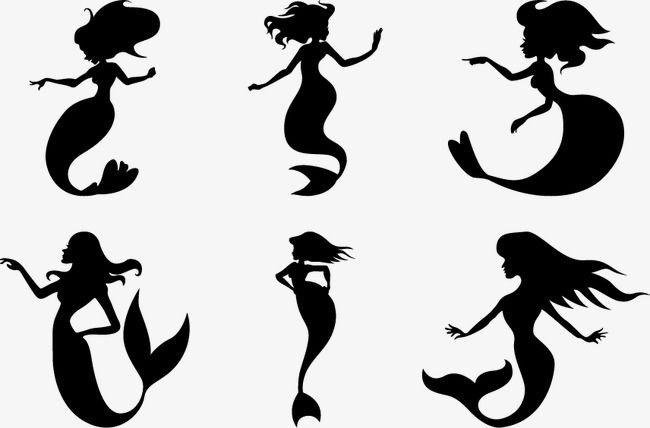 Black and Wight Mermaid Logo - Black And White Mermaid Silhouette, Black Vector, Mermaid Vector
