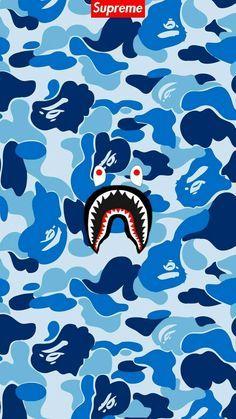 Blue BAPE Shark Logo - shark black bape camo | Wallpaper | Pinterest | Bape wallpapers ...