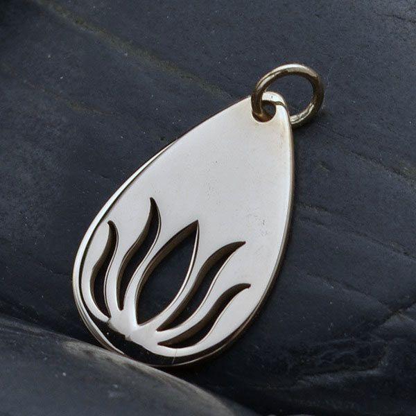 Lotus Teardrop Logo - Sterling Silver Teardrop Lotus Charm