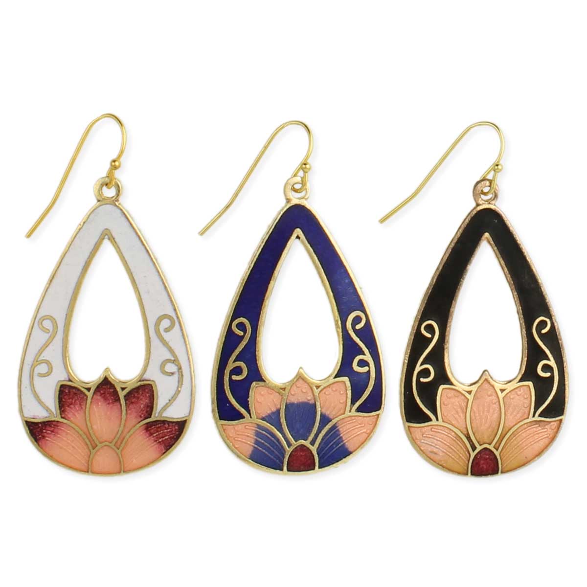 Lotus Teardrop Logo - Cloisonne Lotus Teardrop Earring