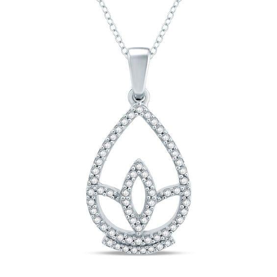 Lotus Teardrop Logo - 1/5 CT. T.W. Diamond Lotus Teardrop Pendant in Sterling Silver ...