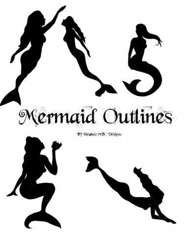 Black and Wight Mermaid Logo - Mermaid Clip Art Black and White | Mermaid Outline Clipart Mermaid ...