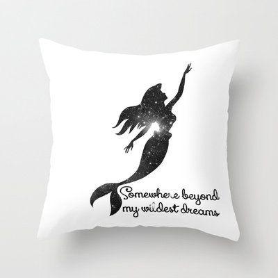 Black and Wight Mermaid Logo - Home Decor Throw Pillow Covers New The Little Mermaid Cosmic Black