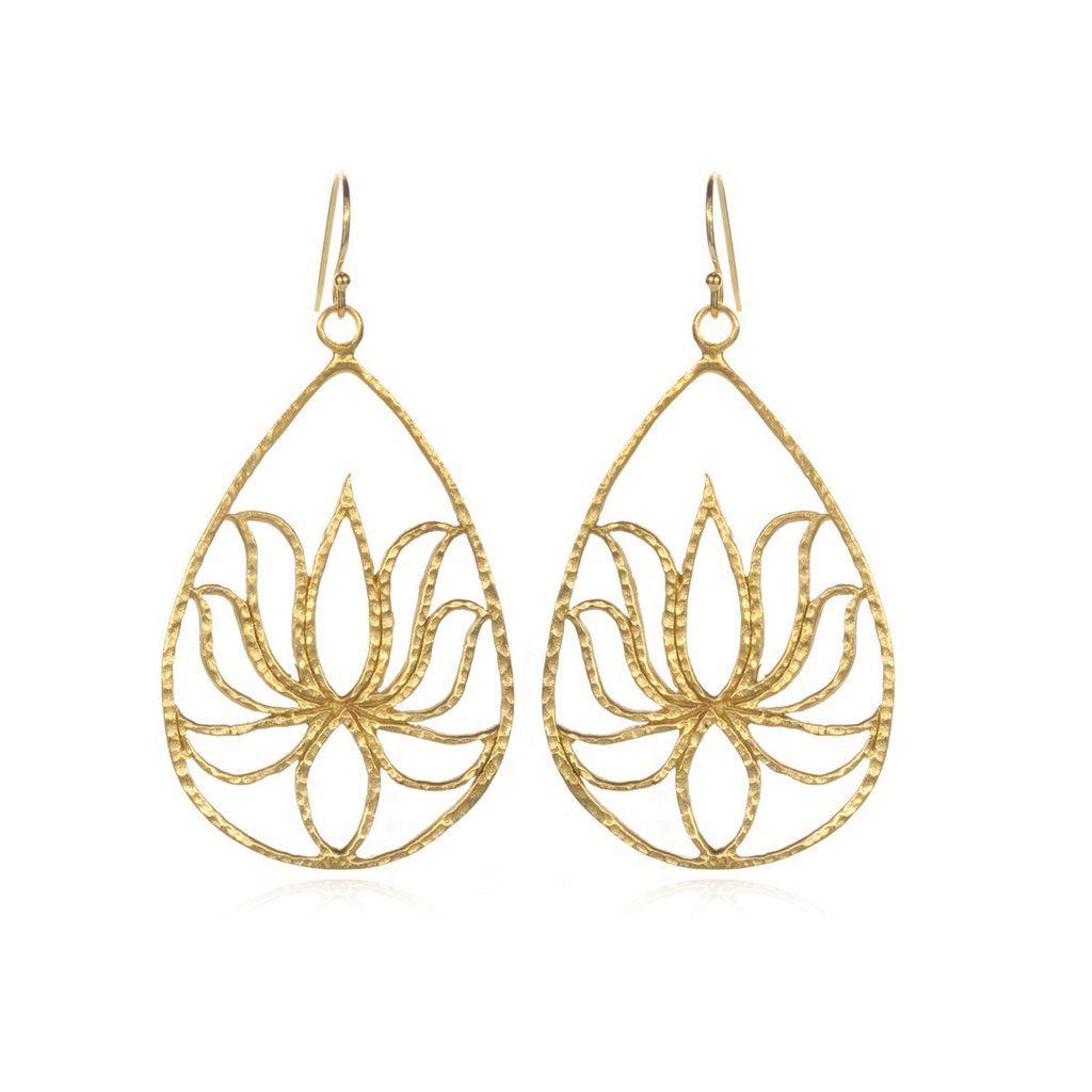 Lotus Teardrop Logo - Gold Lotus Earrings - Teardrop Lotus – Satya Jewelry