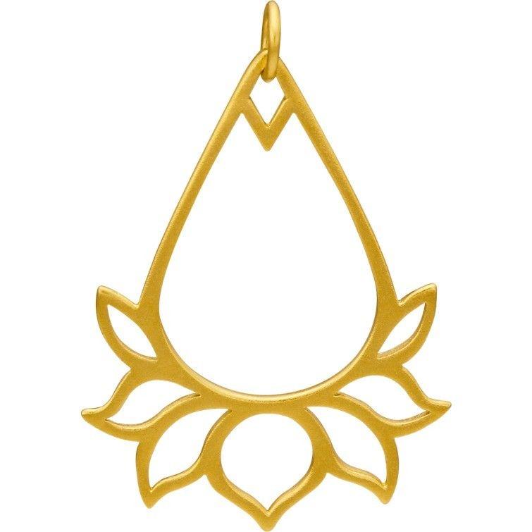 Lotus Teardrop Logo - Gold Charm - Teardrop Lotus with 24K Gold Plate | Nina Designs