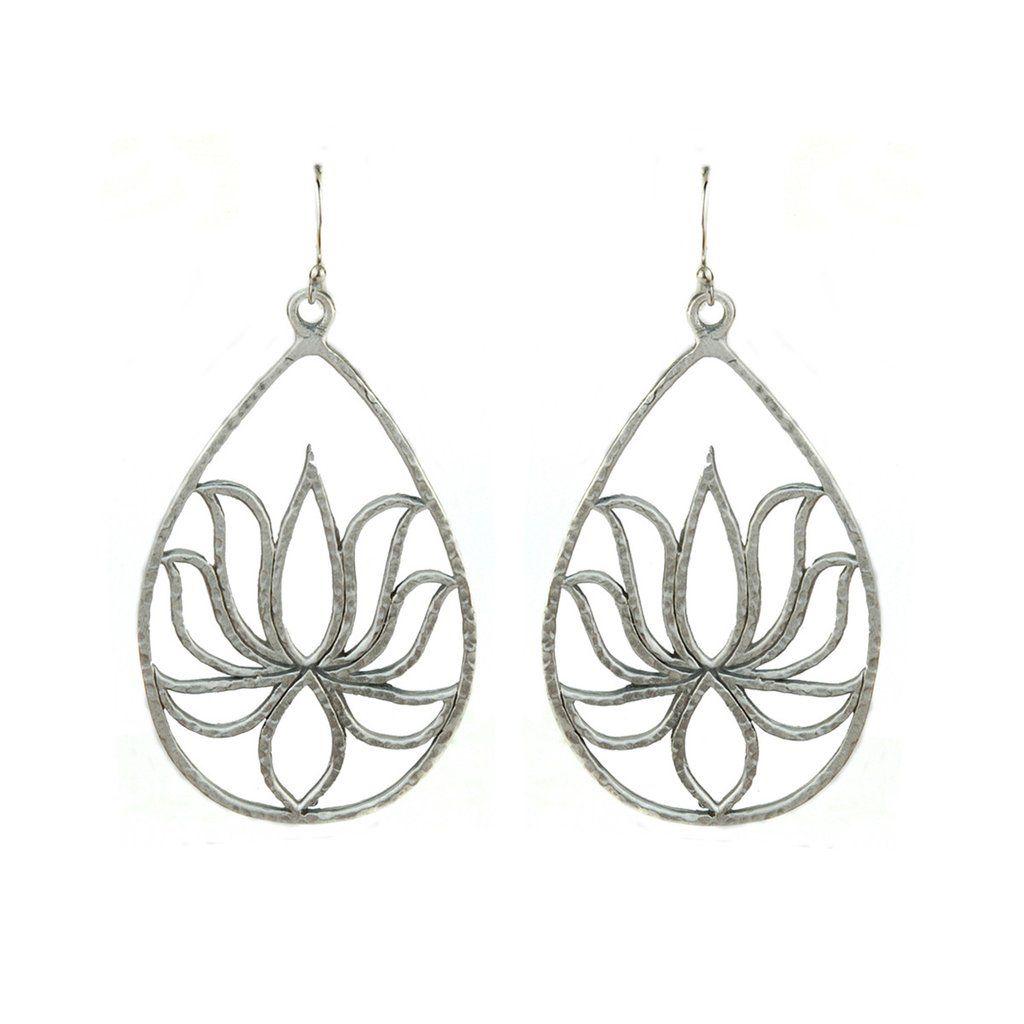 Lotus Teardrop Logo - Silver Lotus Earrings - Teardrop Lotus – Satya Jewelry