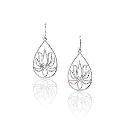 Lotus Teardrop Logo - Amazon.com: Silver Lotus Teardrop Earrings: Jewelry