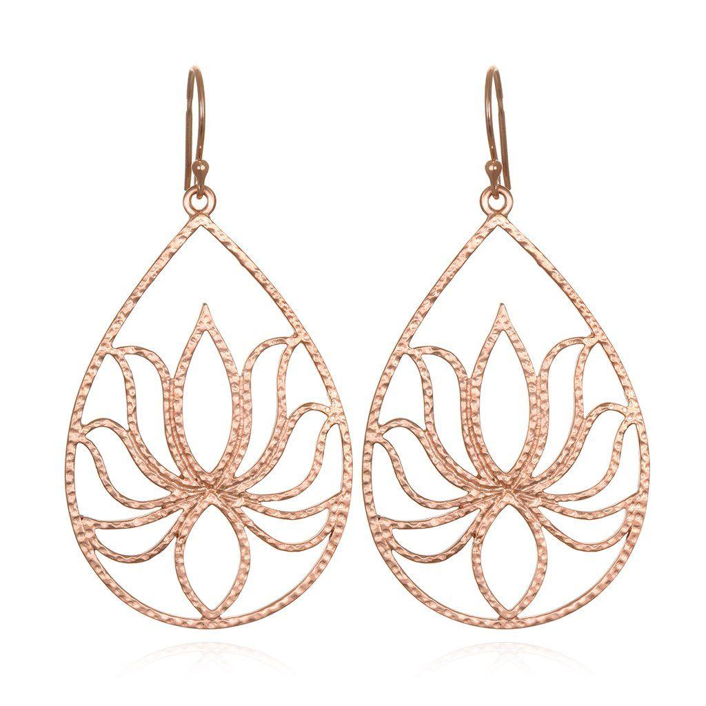 Lotus Teardrop Logo - Teardrop Lotus Rose Gold Earrings – Satya Jewelry