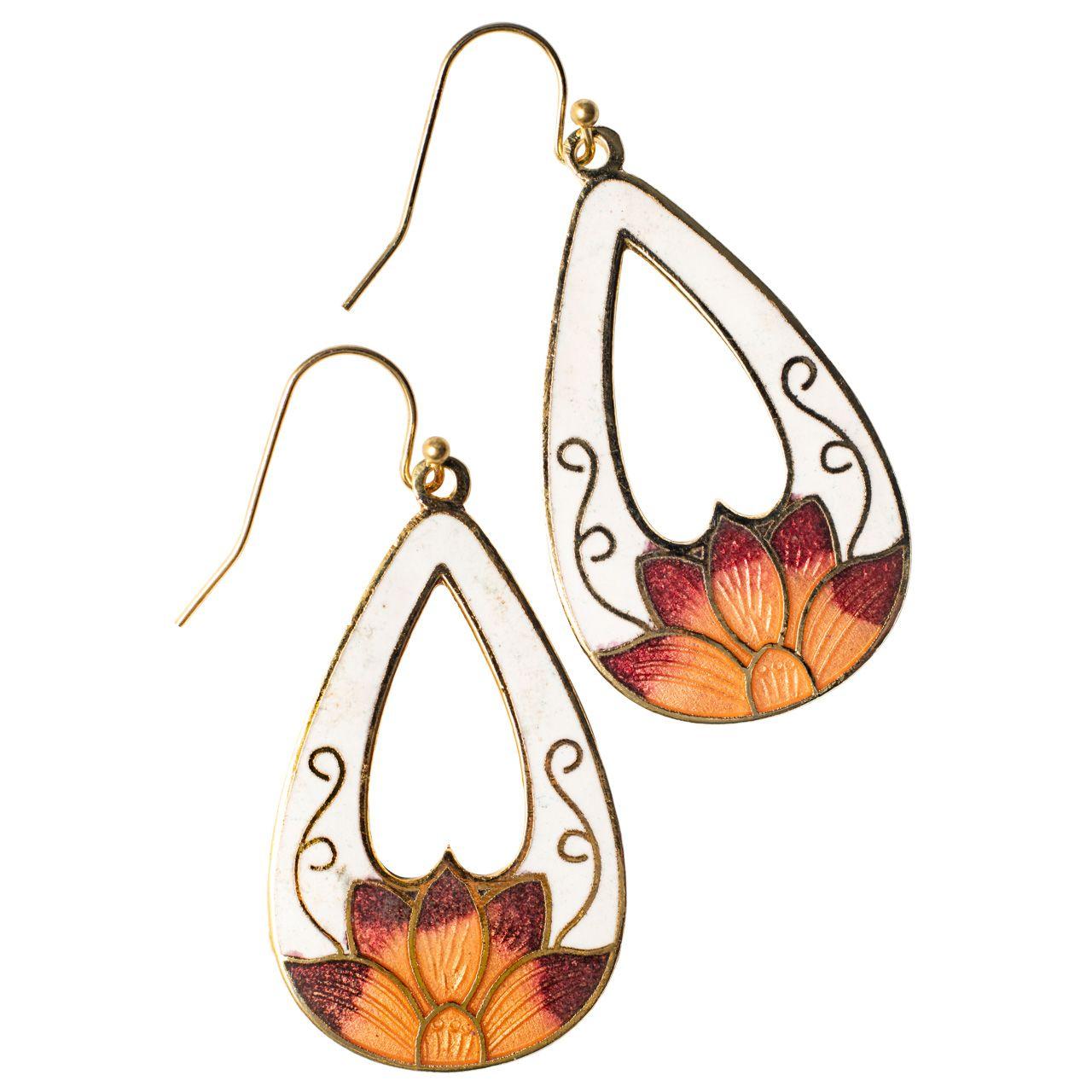 Lotus Teardrop Logo - HippieShop.com: Cloisonne Lotus Teardrop Earring on Sale for $14.95