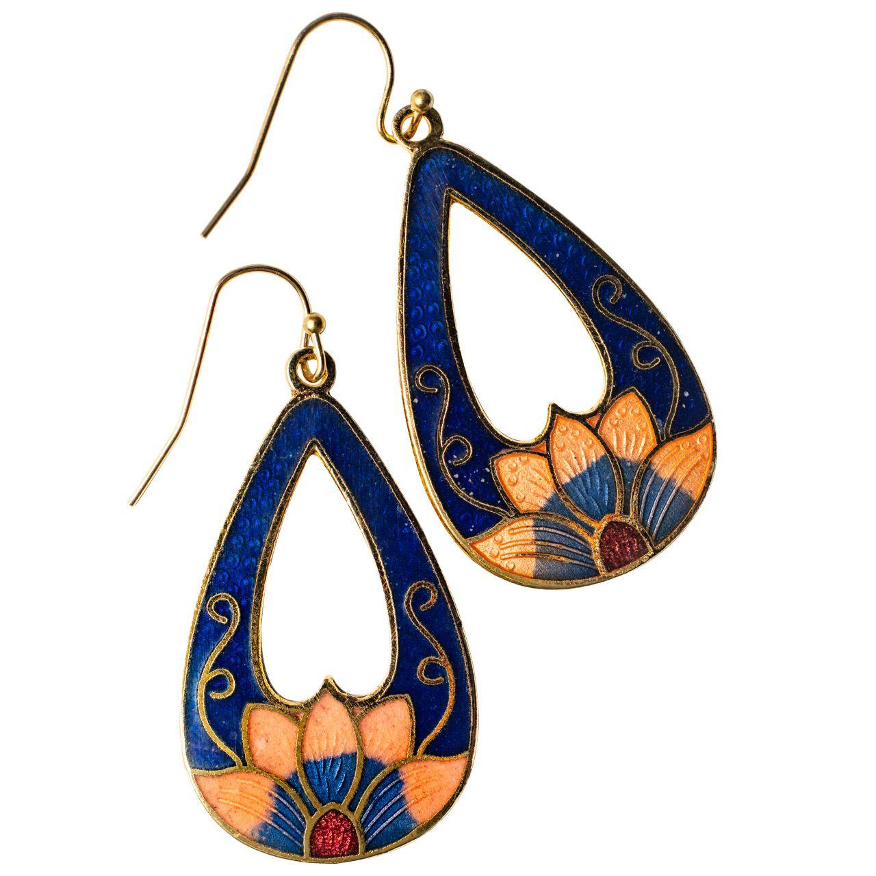 Lotus Teardrop Logo - HippieShop.com: Cloisonne Lotus Teardrop Earring on Sale for $14.95