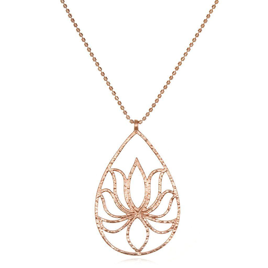 Lotus Teardrop Logo - Teardrop Lotus Rose Gold Necklace – Satya Jewelry