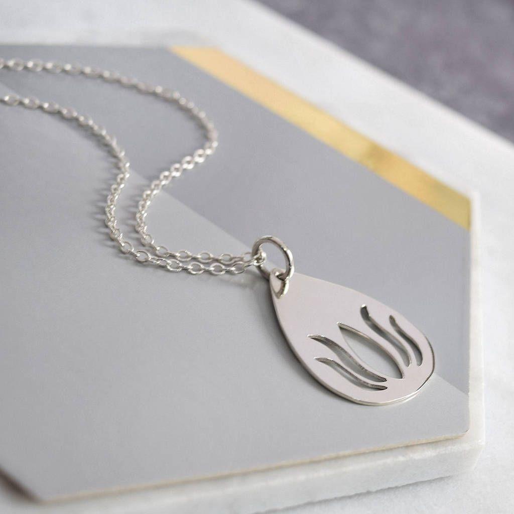 Lotus Teardrop Logo - sterling silver teardrop lotus cut out necklace by mia belle ...