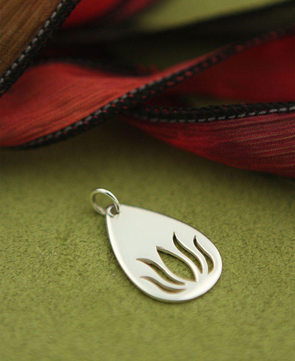 Lotus Teardrop Logo - Sterling Silver Lotus Teardrop Pendant - Buddha Groove