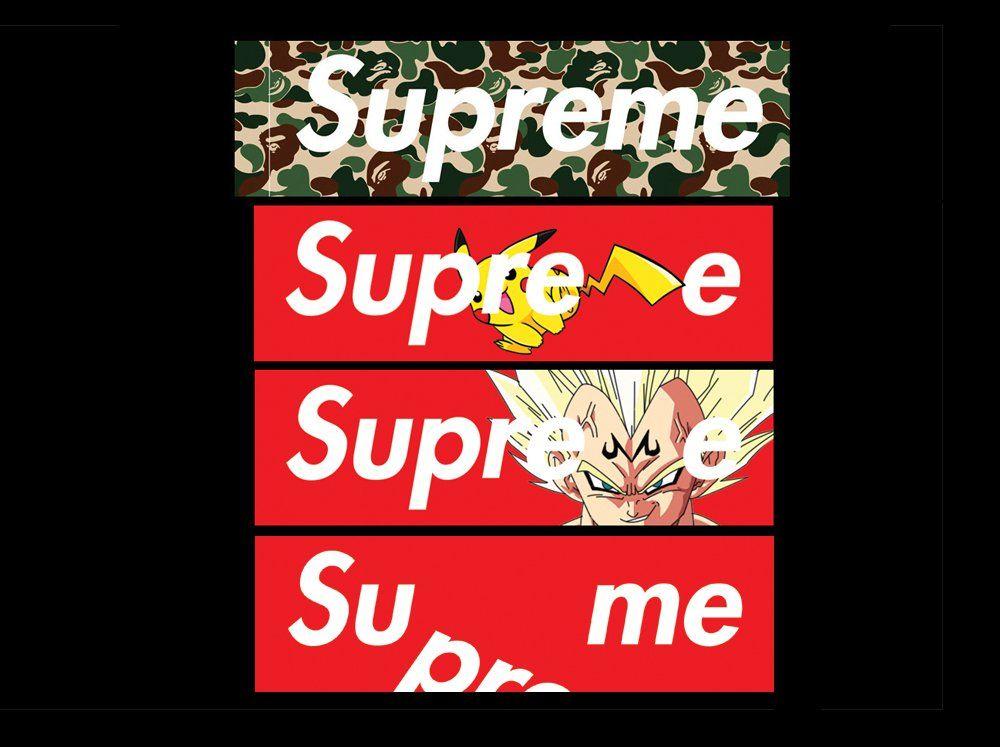 Custom Supreme Box Logo - CUSTOMIZED* Bape Camo & Pikachu & Majin Vegeta & Su me Supreme Box ...