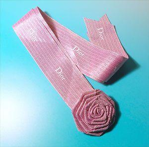 Christian Flower Logo - Authentic Christian Dior Pink Logo Frabric with flower Ribbon | eBay
