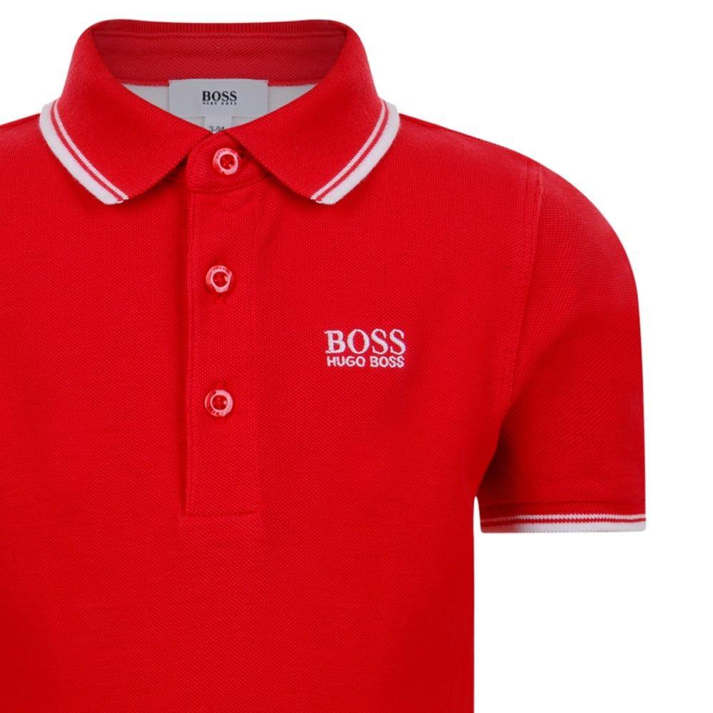 Red and White Clothing Logo - BOSS Kids Baby Boys Red Polo Shirt with White Logo and Collar ...