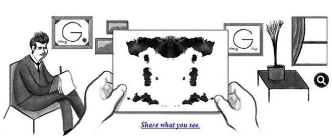 Black and White Google Logo - Hermann Rorschach Google Doodle: The Inkblot Test