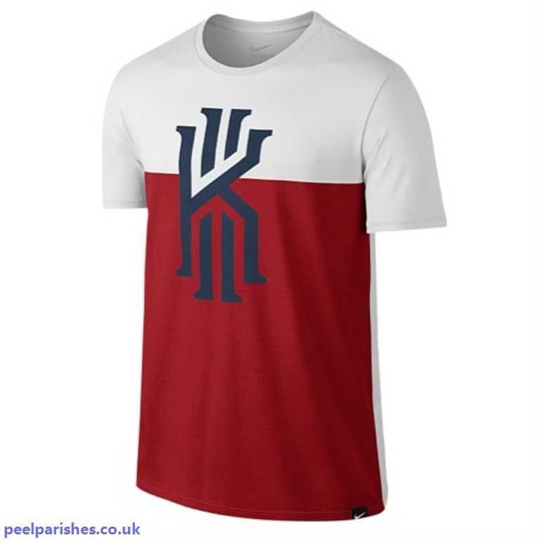 Red and White Clothing Logo - University Red White Nike Men's Basketball T Shirt Kyrie Logo