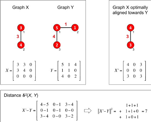 Two Red X's Attached Logo - The upper left box shows two attributed graphs X and Y, where
