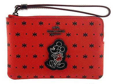 Two Red X's Attached Logo - Disney X Coach Mickey Bandana Corner Zip Bright Red Black Wristlet ...