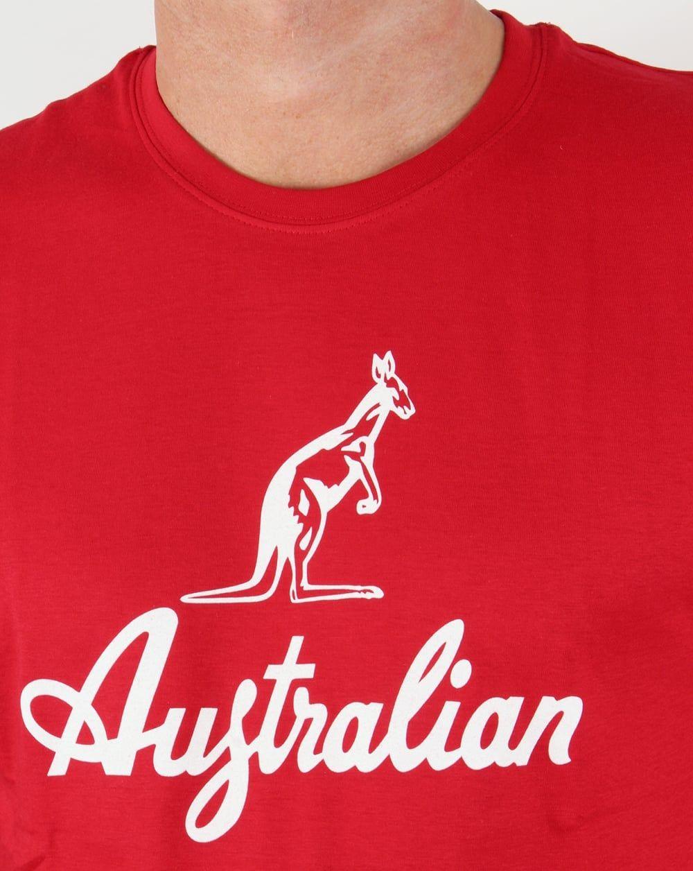 Red and White Kangaroo Logo - australian logo carrier tee