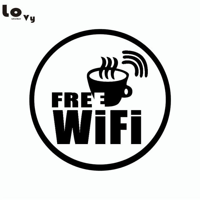 Wireless Shop Logo - WIFI Logo Wall Sticker For Free Wireless Internet Coffee Or Tea Shop ...