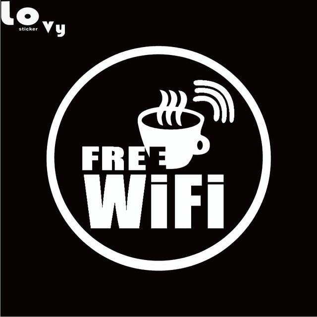Wireless Shop Logo - Online Shop WIFI Logo Wall Sticker For Free Wireless Internet Coffee ...