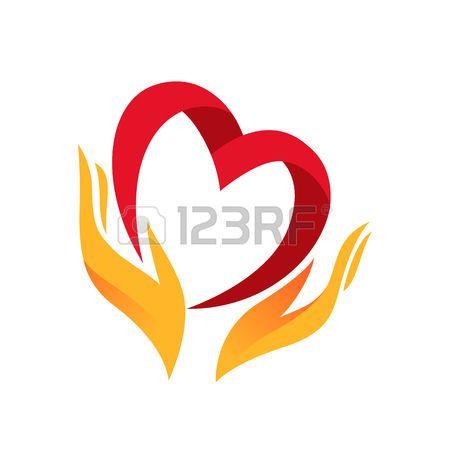 Heart with Hands Logo - heart hands: Heart in hand symbol, sign, icon, logo template for ...