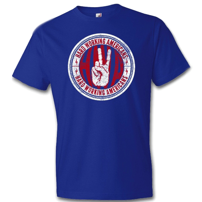Blue and Red Clothing Logo - Hard Working Americans - Blue/Red/White Union Logo T-shirt