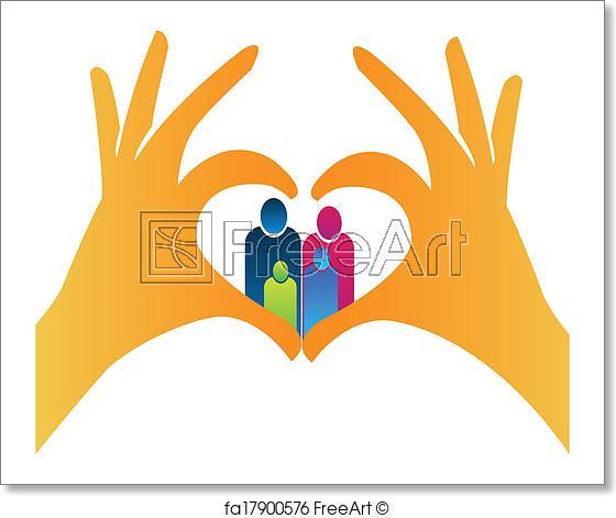 Heart with Hands Logo - Free art print of Family with heart hands shape logo. Vector