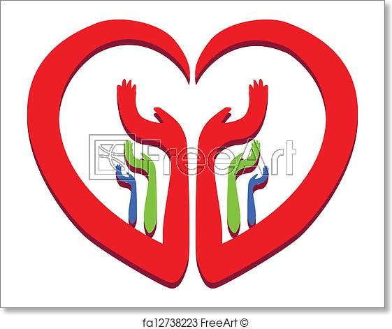 Heart with Hands Logo - Free art print of Heart with hands logo. Hands and heart logo vector ...