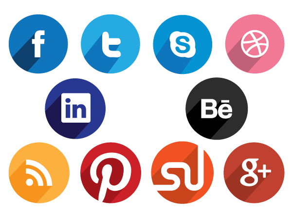 Circle Social Media App Logo - Free Circular Flat Social Media Icon. web design