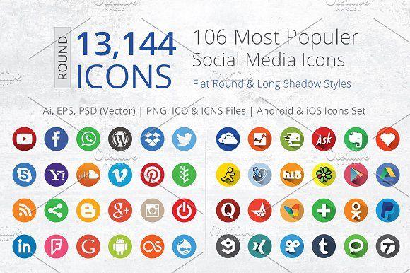 Circle Social Media App Logo - 212 Flat Round Social Media Icons ~ Icons ~ Creative Market