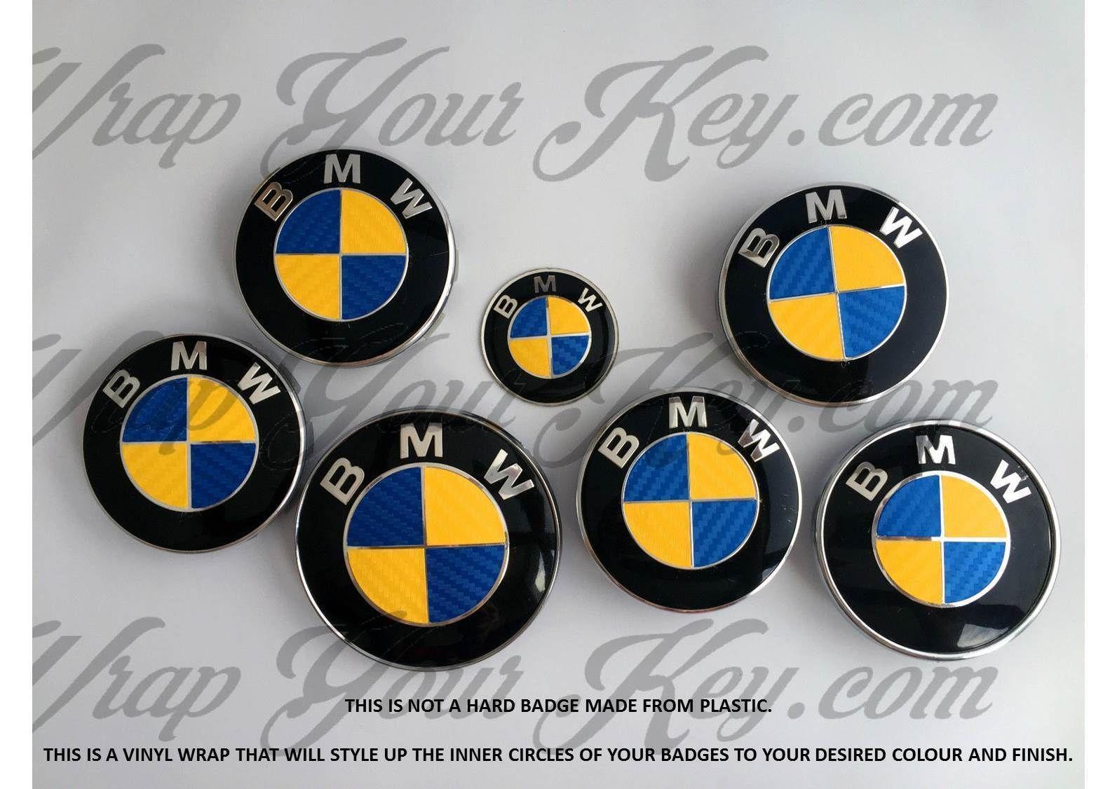 Blue and Yellow M Logo - BLUE & YELLOW CARBON FIBER ALL BMW Badges Emblems Overlay FITS ALL