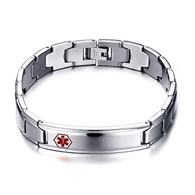 Medical Bracelet Logo - Amazon.com: Stainless Steel Medical Alert ID Tag Cross Logo ...
